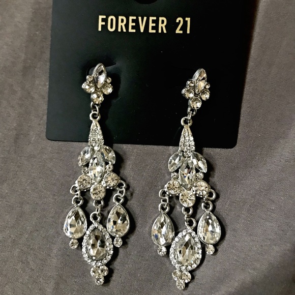 Crystal Rhinestone Forever 21 Statement Earrings Forever 21